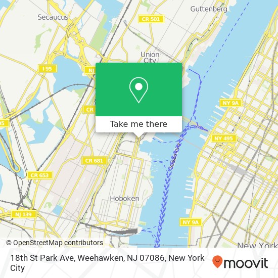 18th St Park Ave, Weehawken, NJ 07086 map
