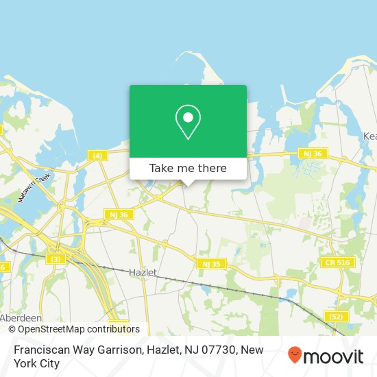 Mapa de Franciscan Way Garrison, Hazlet, NJ 07730