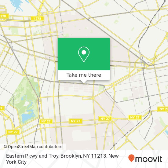 Mapa de Eastern Pkwy and Troy, Brooklyn, NY 11213