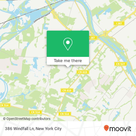 Mapa de 386 Windfall Ln, Somerset, NJ 08873