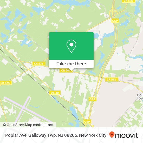 Mapa de Poplar Ave, Galloway Twp, NJ 08205