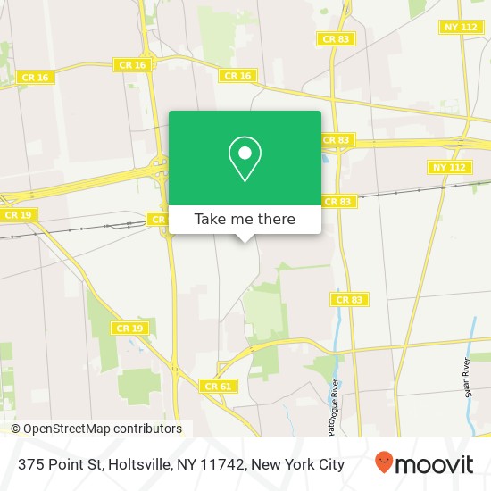 Mapa de 375 Point St, Holtsville, NY 11742
