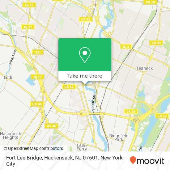 Fort Lee Bridge, Hackensack, NJ 07601 map