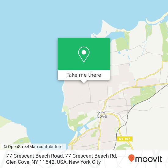 Mapa de 77 Crescent Beach Road, 77 Crescent Beach Rd, Glen Cove, NY 11542, USA