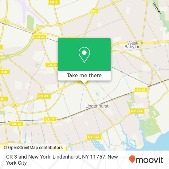 Mapa de CR-3 and New York, Lindenhurst, NY 11757