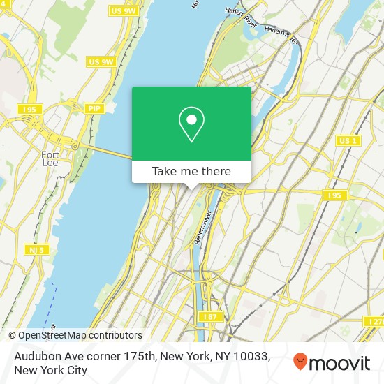 Mapa de Audubon Ave corner 175th, New York, NY 10033