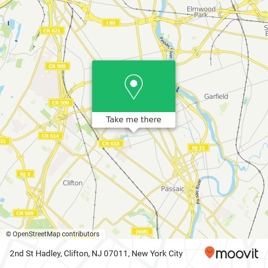 Mapa de 2nd St Hadley, Clifton, NJ 07011