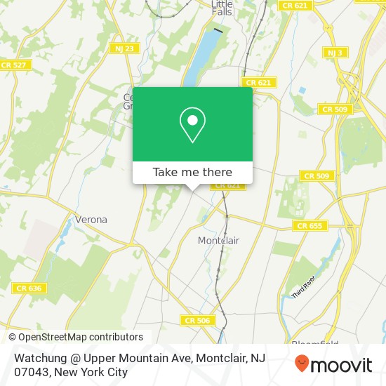 Watchung @ Upper Mountain Ave, Montclair, NJ 07043 map