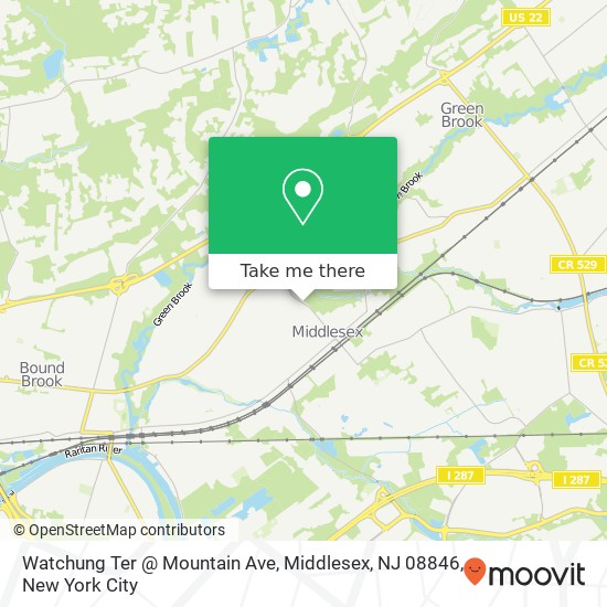 Mapa de Watchung Ter @ Mountain Ave, Middlesex, NJ 08846
