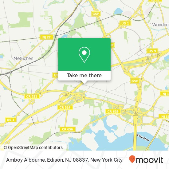 Mapa de Amboy Albourne, Edison, NJ 08837