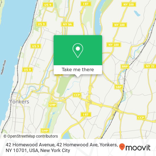 Mapa de 42 Homewood Avenue, 42 Homewood Ave, Yonkers, NY 10701, USA