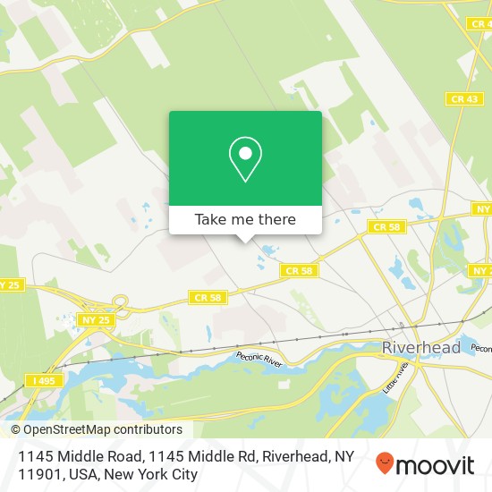 Mapa de 1145 Middle Road, 1145 Middle Rd, Riverhead, NY 11901, USA