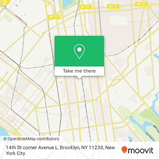 Mapa de 14th St corner Avenue L, Brooklyn, NY 11230