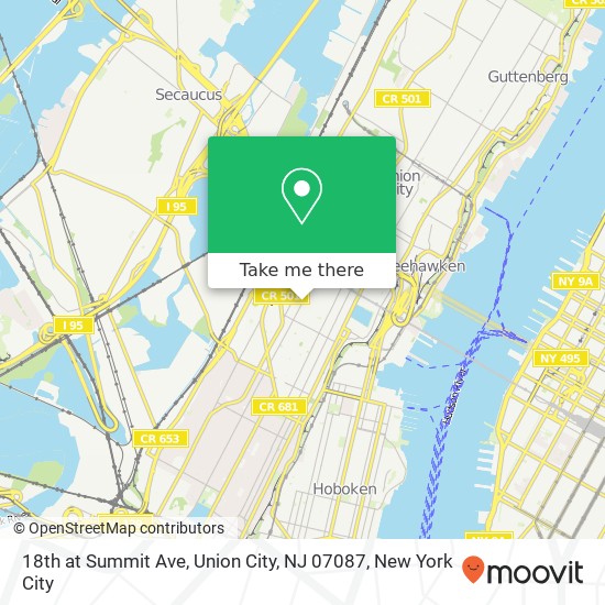 Mapa de 18th at Summit Ave, Union City, NJ 07087