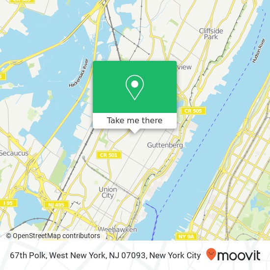 Mapa de 67th Polk, West New York, NJ 07093