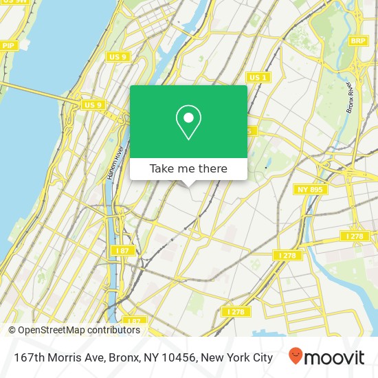 Mapa de 167th Morris Ave, Bronx, NY 10456
