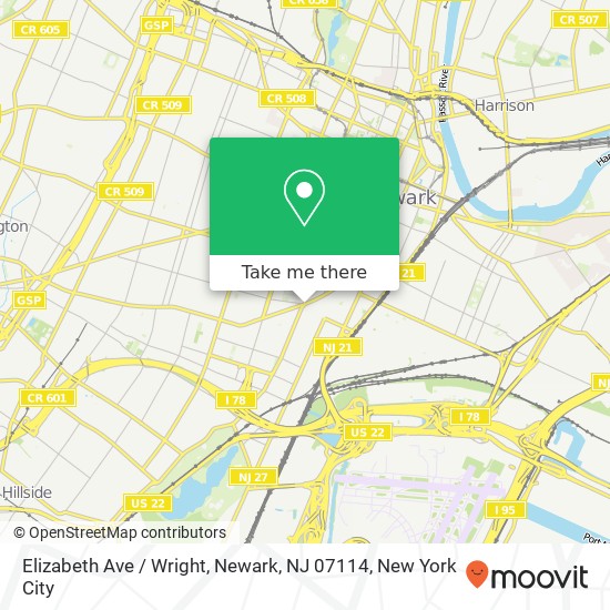 Mapa de Elizabeth Ave / Wright, Newark, NJ 07114