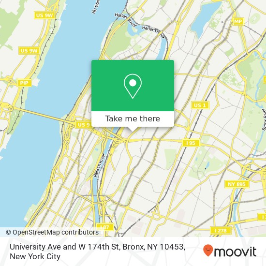 Mapa de University Ave and W 174th St, Bronx, NY 10453