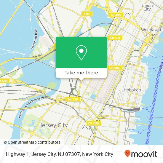 Highway 1, Jersey City, NJ 07307 map
