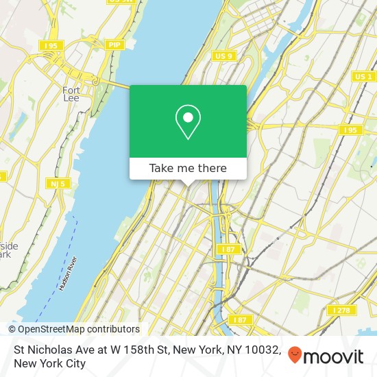 St Nicholas Ave at W 158th St, New York, NY 10032 map