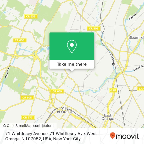 Mapa de 71 Whittlesey Avenue, 71 Whittlesey Ave, West Orange, NJ 07052, USA