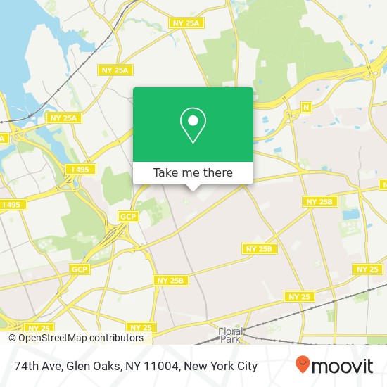 Mapa de 74th Ave, Glen Oaks, NY 11004