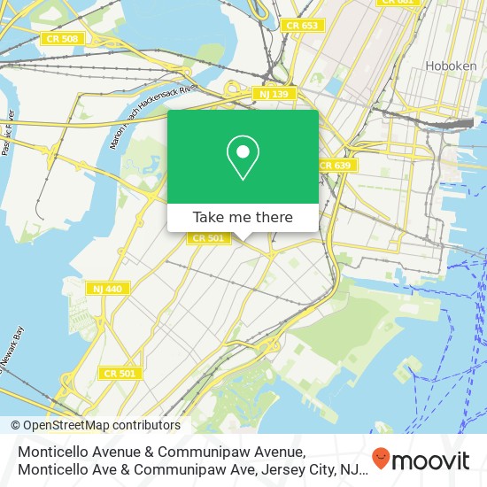 Mapa de Monticello Avenue & Communipaw Avenue, Monticello Ave & Communipaw Ave, Jersey City, NJ 07304, USA