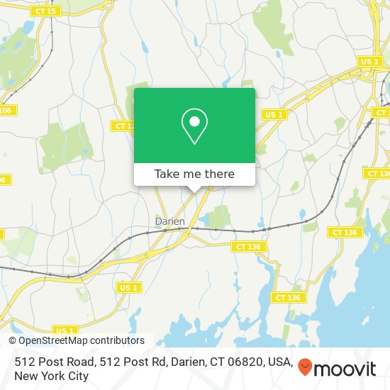 Mapa de 512 Post Road, 512 Post Rd, Darien, CT 06820, USA