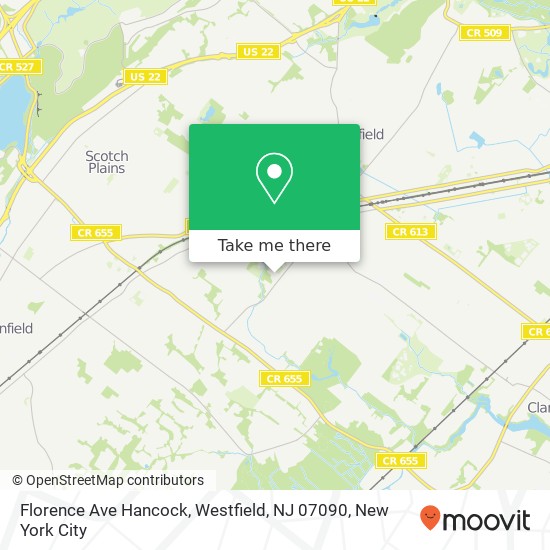 Mapa de Florence Ave Hancock, Westfield, NJ 07090