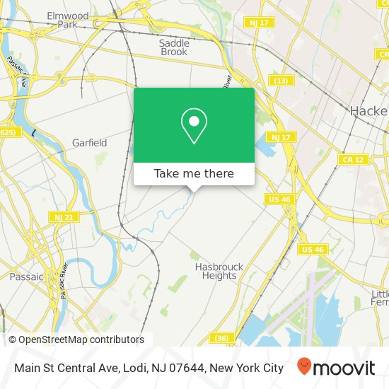 Mapa de Main St Central Ave, Lodi, NJ 07644
