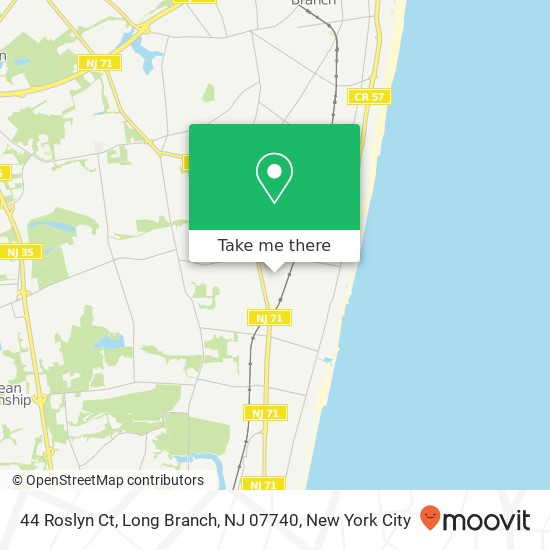 Mapa de 44 Roslyn Ct, Long Branch, NJ 07740