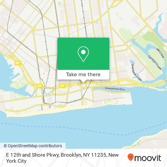 Mapa de E 12th and Shore Pkwy, Brooklyn, NY 11235