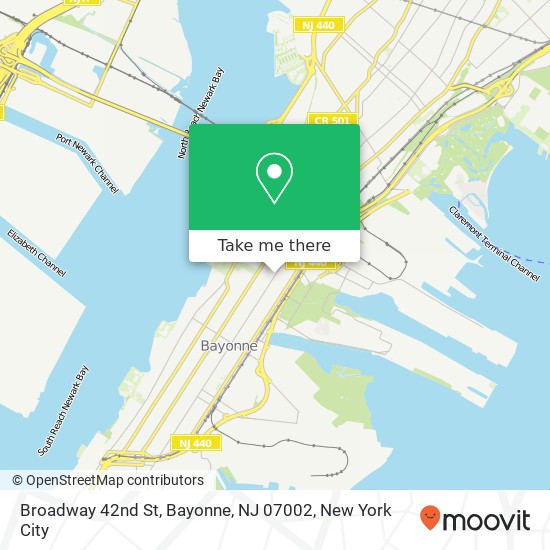 Mapa de Broadway 42nd St, Bayonne, NJ 07002