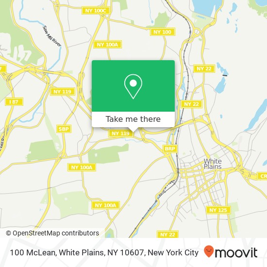 Mapa de 100 McLean, White Plains, NY 10607