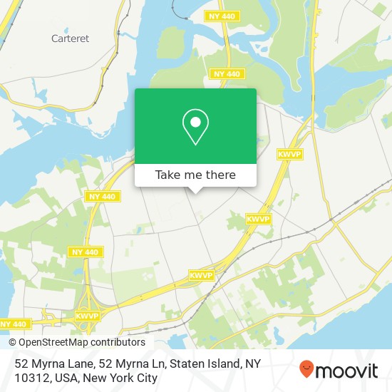 Mapa de 52 Myrna Lane, 52 Myrna Ln, Staten Island, NY 10312, USA