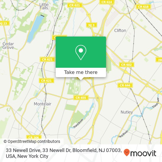 Mapa de 33 Newell Drive, 33 Newell Dr, Bloomfield, NJ 07003, USA