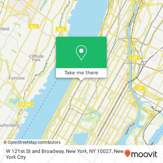 Mapa de W 121st St and Broadway, New York, NY 10027