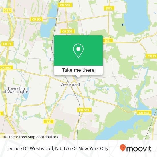 Mapa de Terrace Dr, Westwood, NJ 07675