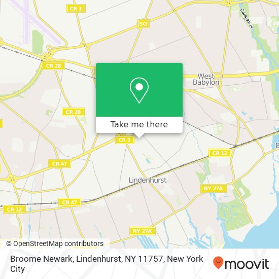 Mapa de Broome Newark, Lindenhurst, NY 11757