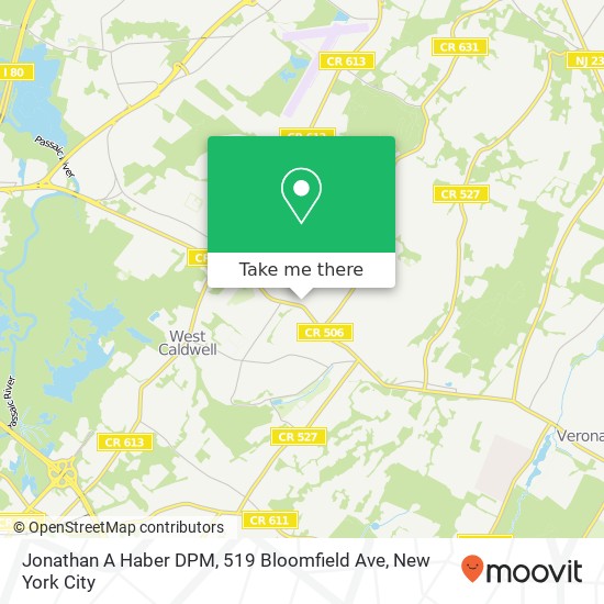 Mapa de Jonathan A Haber DPM, 519 Bloomfield Ave