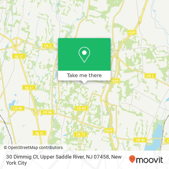 Mapa de 30 Dimmig Ct, Upper Saddle River, NJ 07458