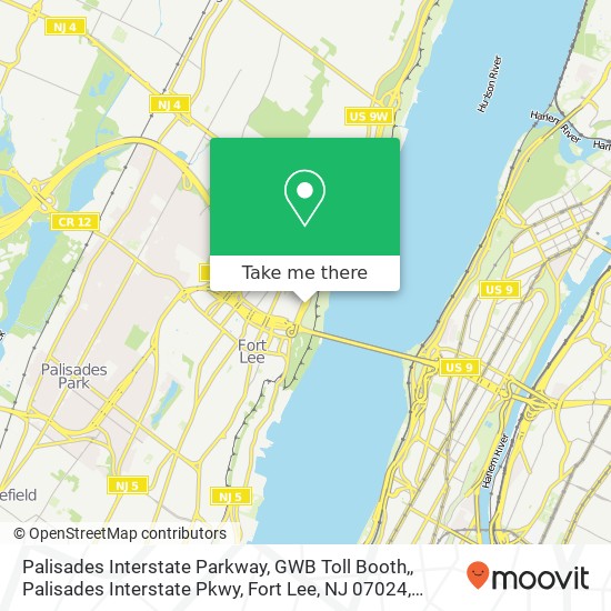 Palisades Interstate Parkway, GWB Toll Booth,, Palisades Interstate Pkwy, Fort Lee, NJ 07024, United States map