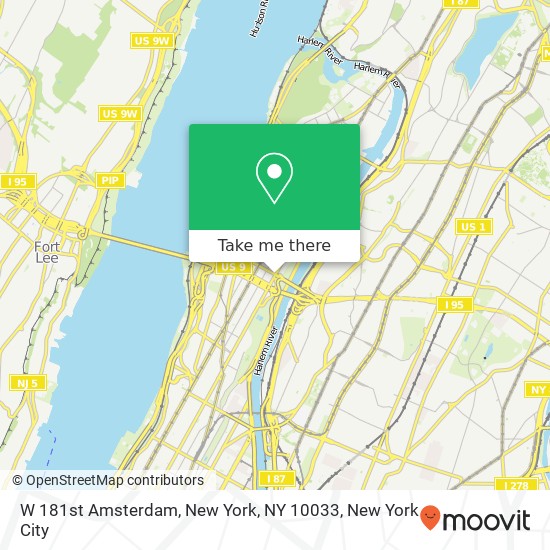 Mapa de W 181st Amsterdam, New York, NY 10033