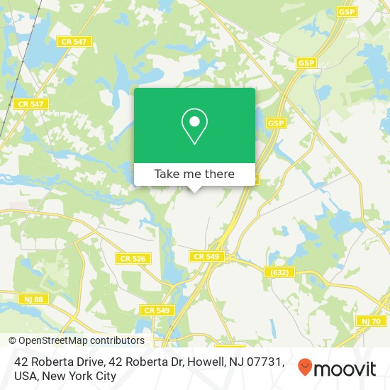 Mapa de 42 Roberta Drive, 42 Roberta Dr, Howell, NJ 07731, USA