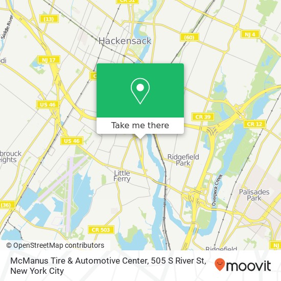 Mapa de McManus Tire & Automotive Center, 505 S River St
