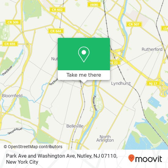 Mapa de Park Ave and Washington Ave, Nutley, NJ 07110