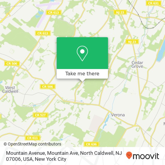 Mapa de Mountain Avenue, Mountain Ave, North Caldwell, NJ 07006, USA