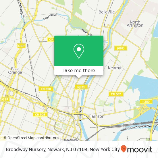 Mapa de Broadway Nursery, Newark, NJ 07104