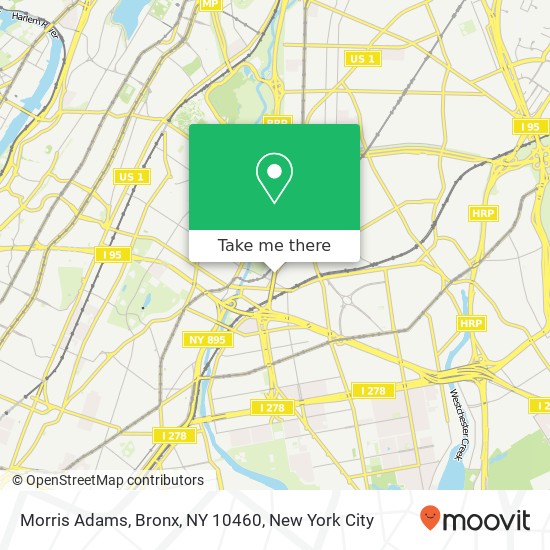 Mapa de Morris Adams, Bronx, NY 10460