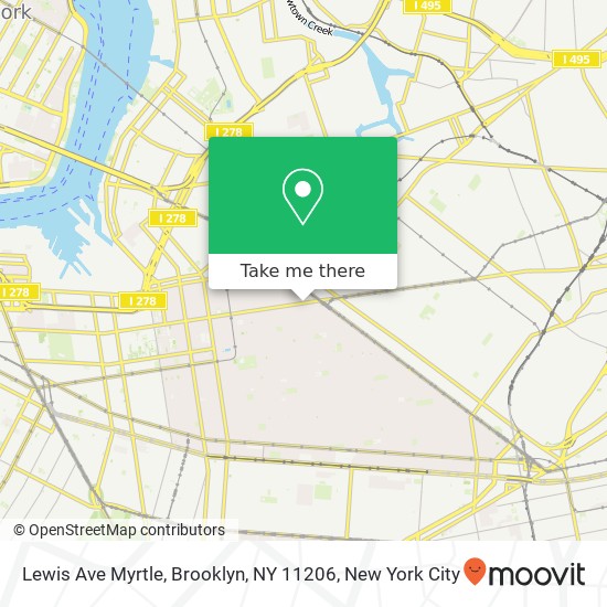 Mapa de Lewis Ave Myrtle, Brooklyn, NY 11206